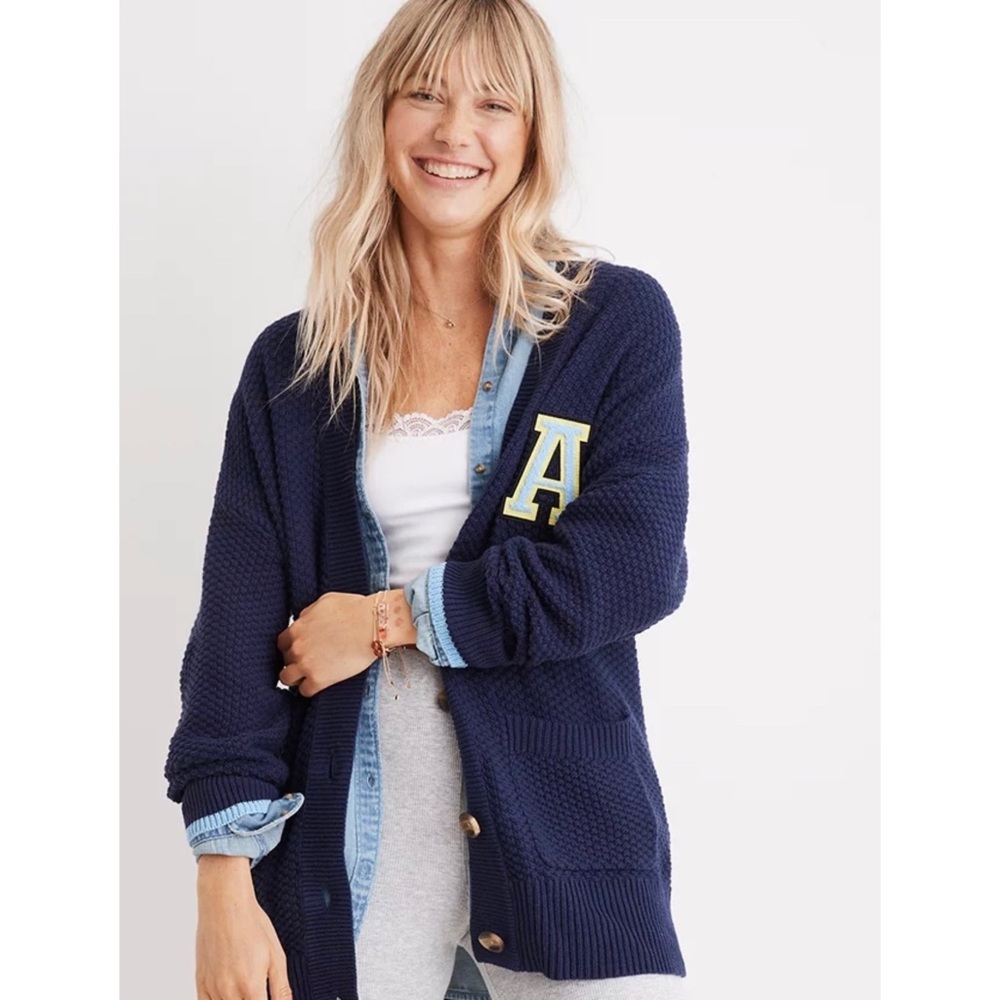 NEW Aerie Oversized Varsity Chunky Knit Cardigan Sweater